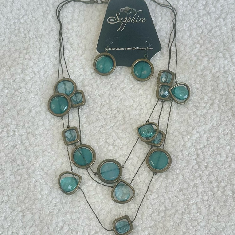 Teal Necklace and Earring Set